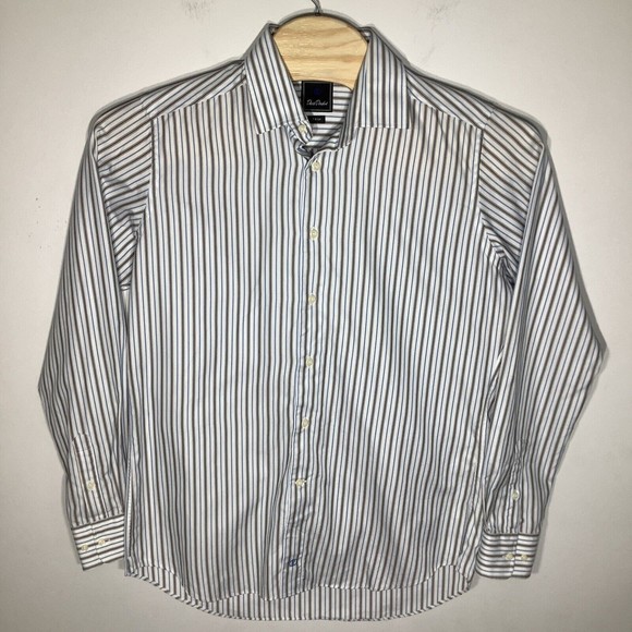 David Donahue Mens Trim Fit Long Sleeve‎ Button Up Shirt Striped Size 16.5 36/37 - Picture 2 of 6